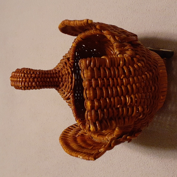 Vintage Wicker Turkey Thanksgiving Basket Wood Beak - Picture 4 of 8